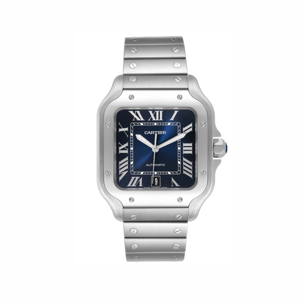 Cartier Santos 100 Steel Blue Swiss Automatic Watch - Swiss o watches