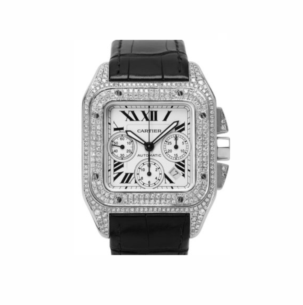 Cartier Santos 100 Swiss ETA Valjoux 7750 Steel Watch