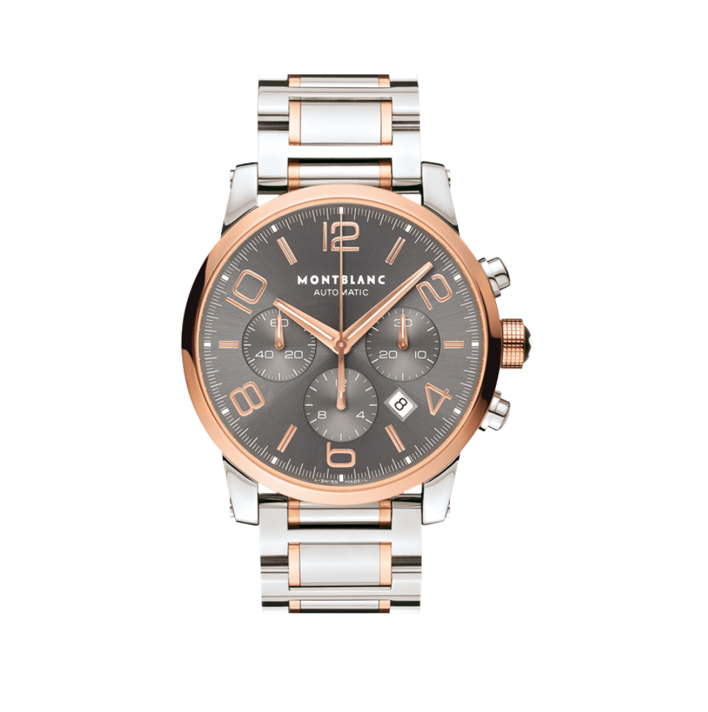 Mont Blanc Time Walker Dual Tone Black Dial Watch Valjoux Movement Automatic Watch