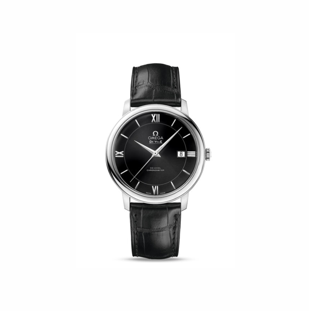Omega De-Ville Black Leather Strap Watch - Swiss o watches