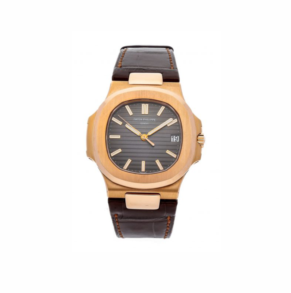 Patek Philippe Rose Gold Case Automatic brown leather strap Watch