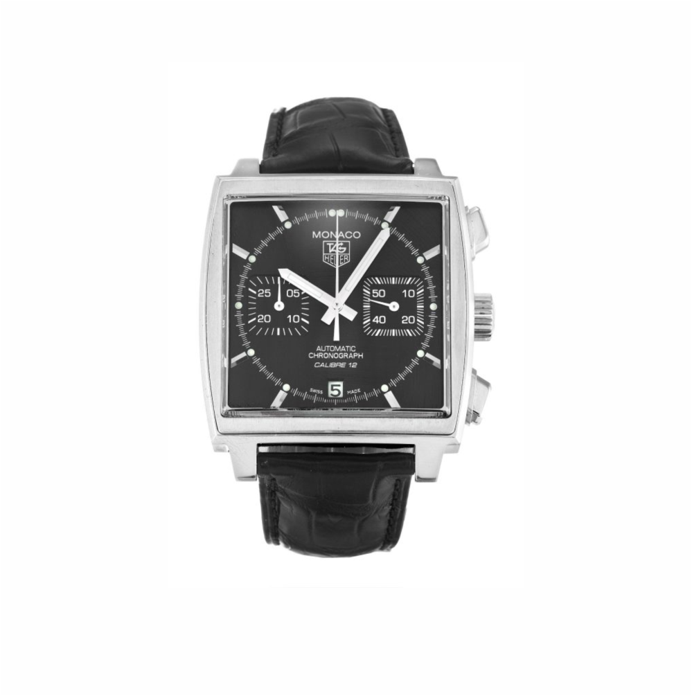 Tag Heuer Monaco Steel Case Black Baton Dial