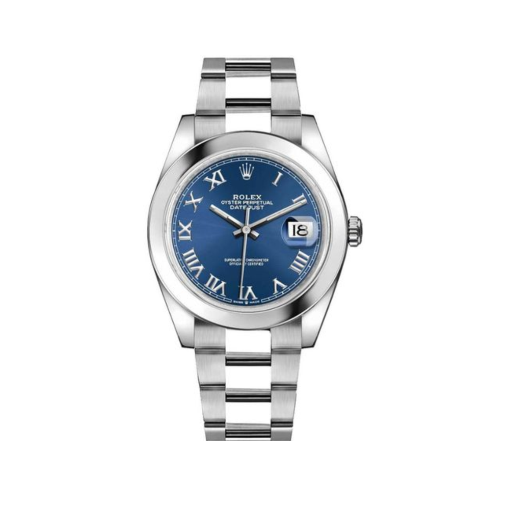 rolex Datejust Blue Roman Numeral Dial Men's Watch