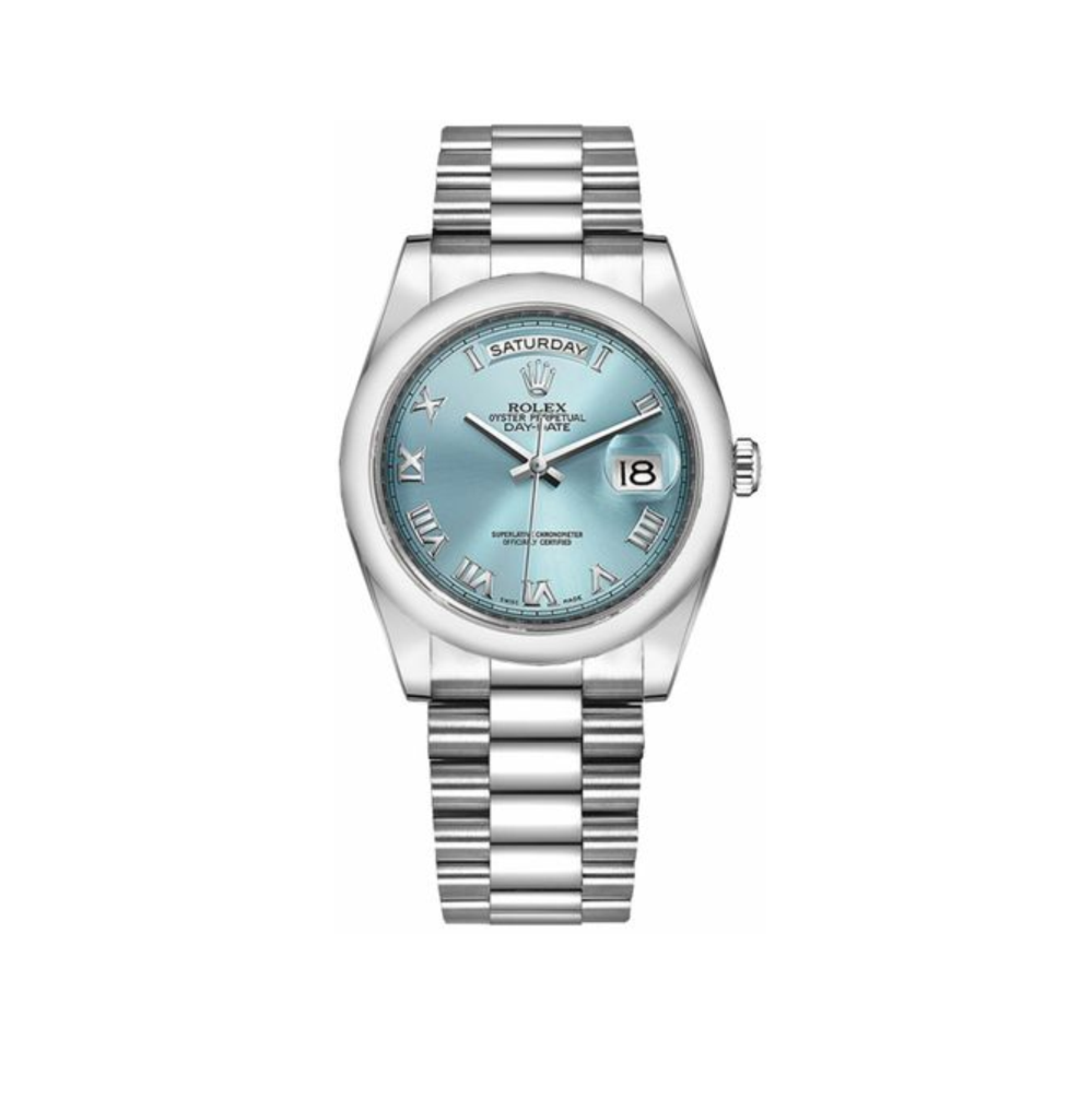 rolex Day-Date Ice Blue Roman Numeral Dial Watch