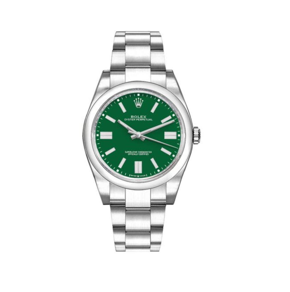 rolex Oyster Perpetual 36 Green Dial Midsize Watch