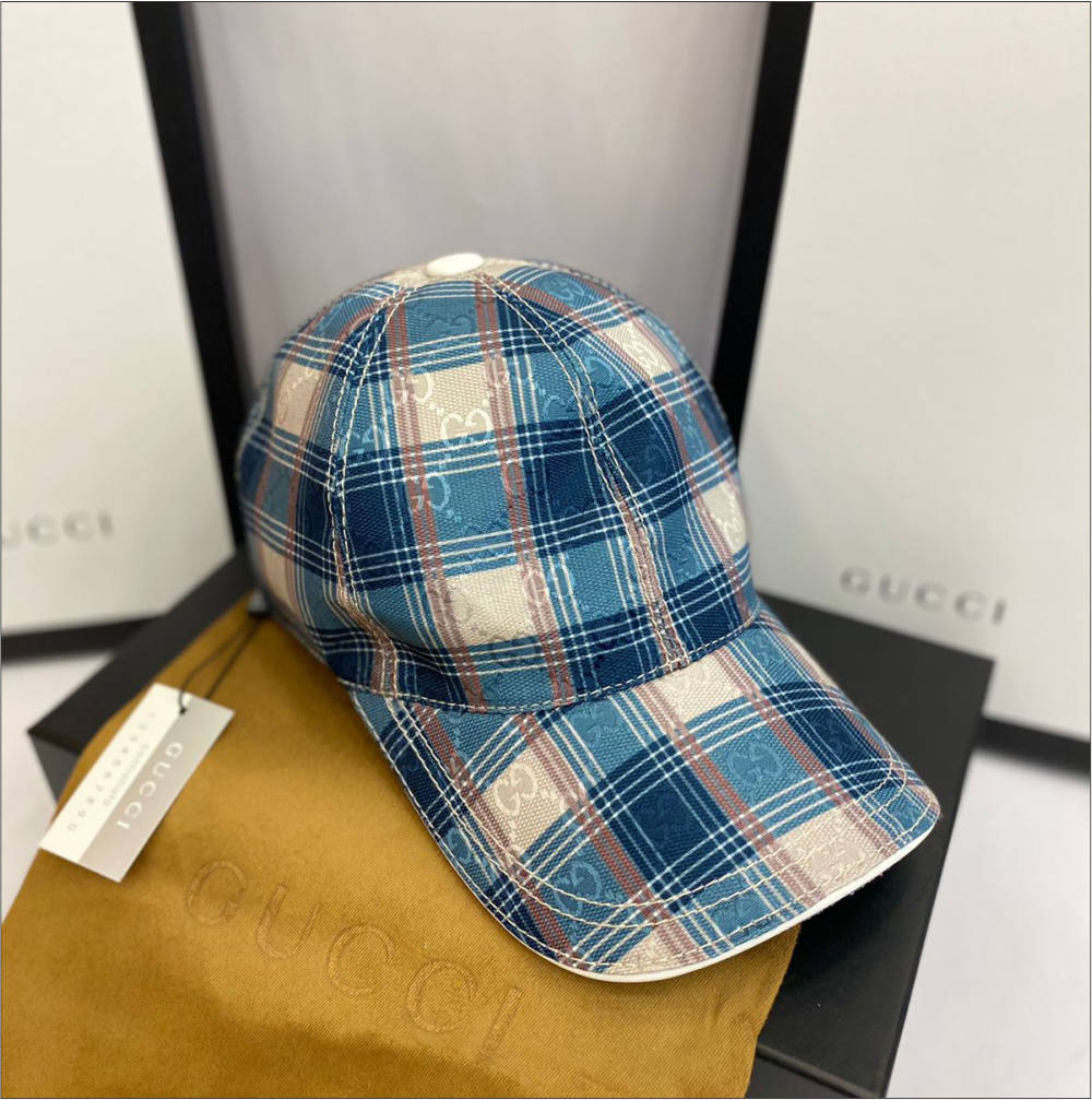 GUCCI BLUE CHECK PRINT CAP