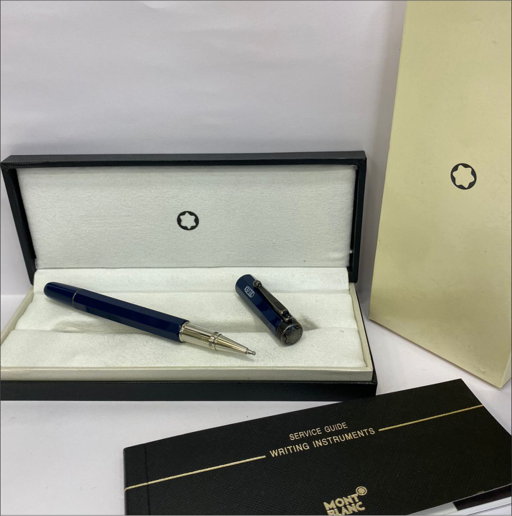 Mont blanc blue silver pen